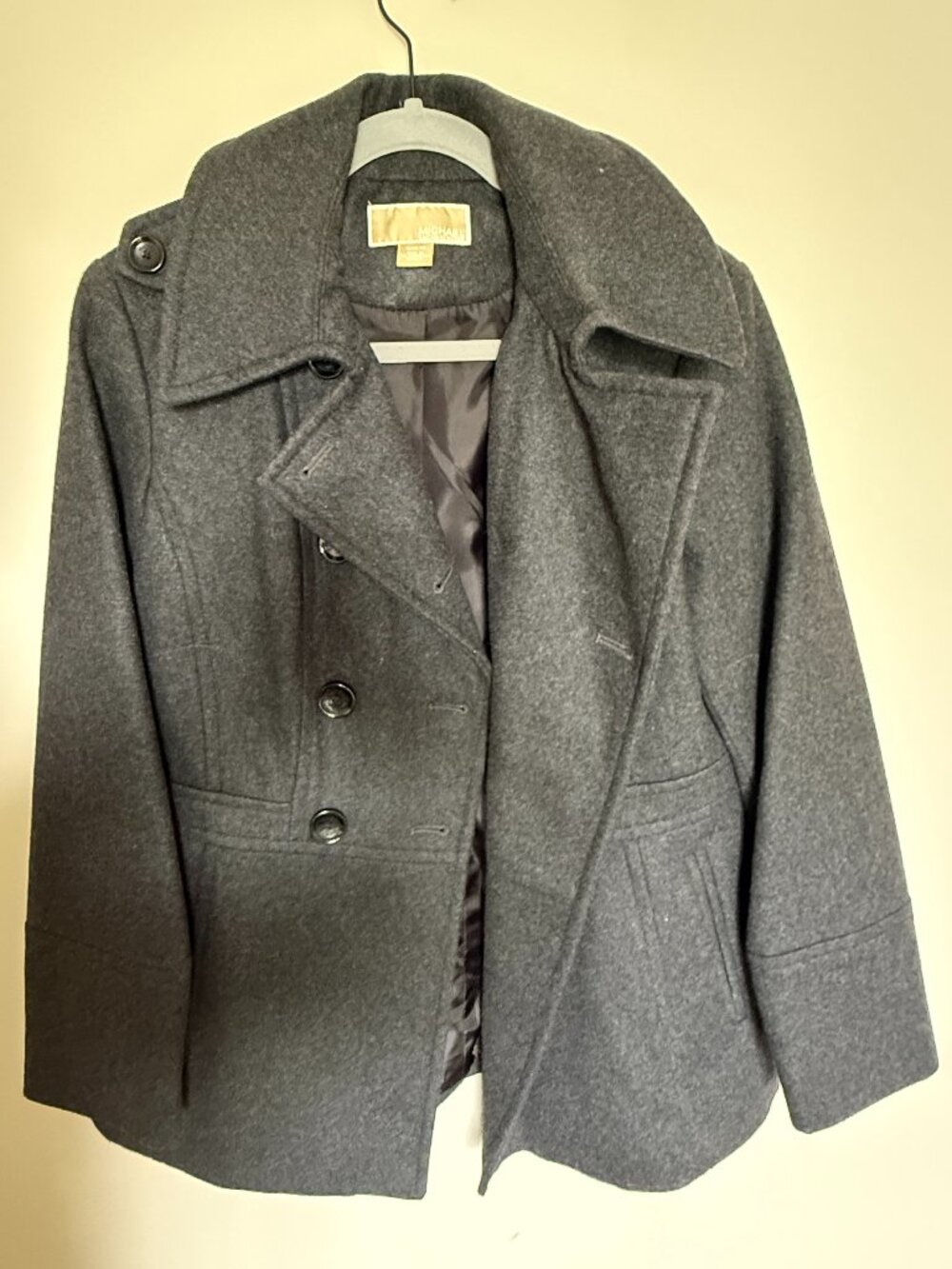 Michael Kors Gray Wool Blend Peacoat Double Breasted Jacket Size M